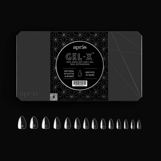 APRES GEL-X NATURAL STILLETO EXTRA SHORT TIP - 600 PCS/ 14 SIZES
