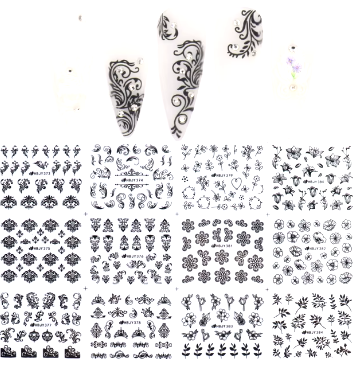 Nail Sticker Flower leaf 3D slider decals 12pc/set