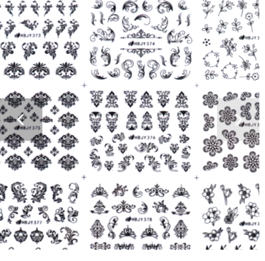 Nail Sticker Flower leaf 3D slider decals 12pc/set
