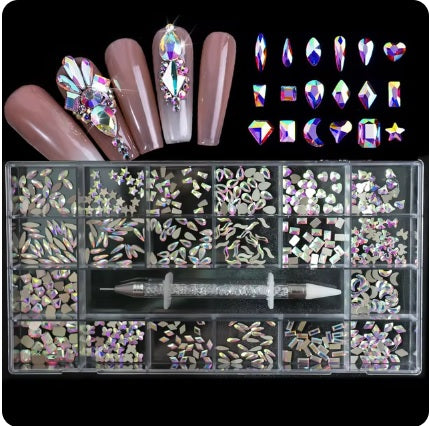 2500pcs Luxury Shiny Diamond Nail Art Rhinestones with the pick up pen
