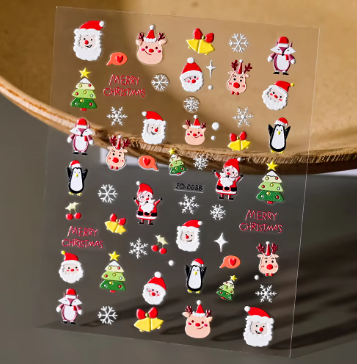 Christmas 5D Embossed Nail Art Stickers 8*10 cm (Merry Christmas)
