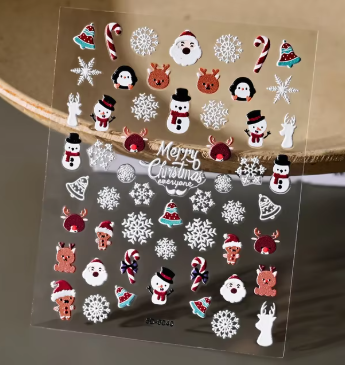 Christmas 5D Embossed Nail Art Stickers 8*10 cm (Merry Christmas)