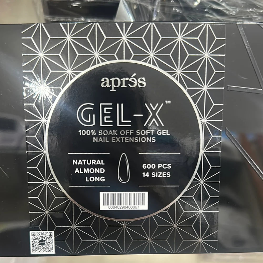 APRES GEL-X NATURAL ALMOND LONG TIP - 600 PCS / 14 SIZES