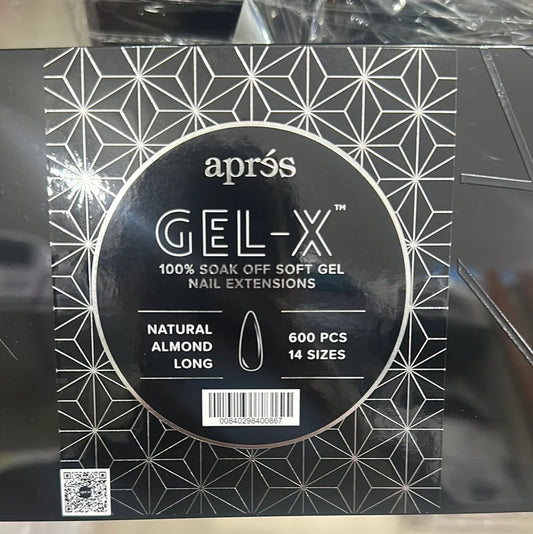 APRES GEL-X NATURAL ALMOND LONG TIP - 600 PCS / 14 SIZES
